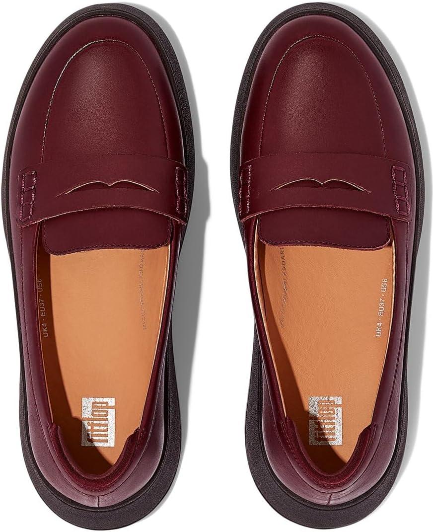 imageFitFlop Womens FMode Leather Flatform Penny LoafersPlummy