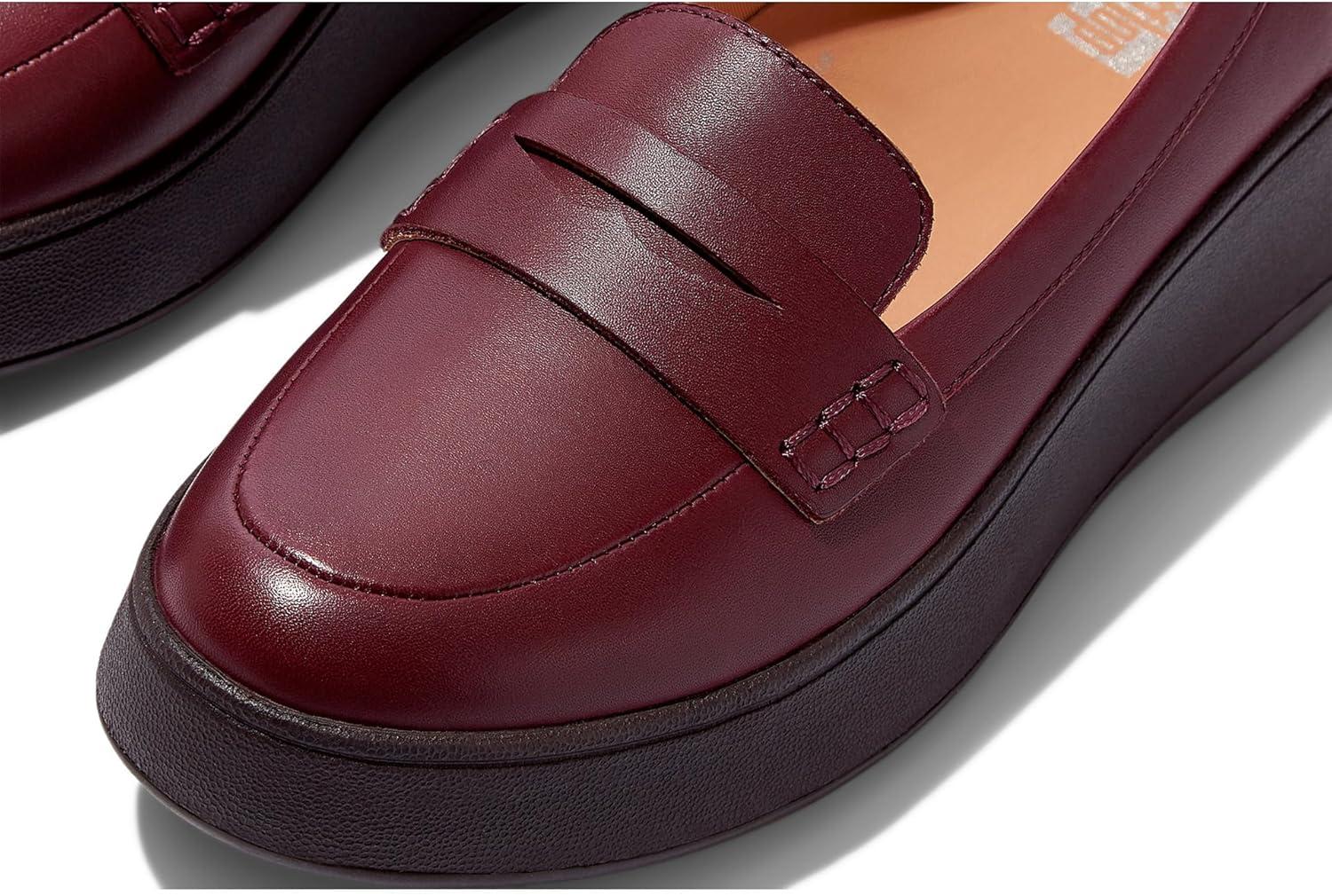imageFitFlop Womens FMode Leather Flatform Penny LoafersPlummy