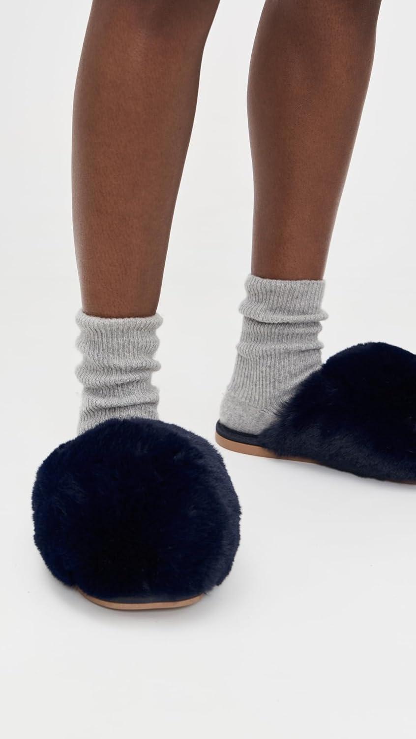 imageFree People Womens Snowball SlippersNavy Faux Fur