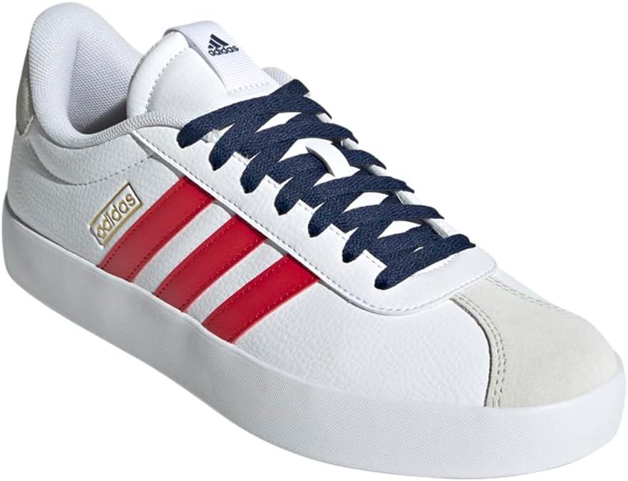imageadidas Mens VL Court 30 ShoeWhiteBetter ScarletTeam Navy Blue