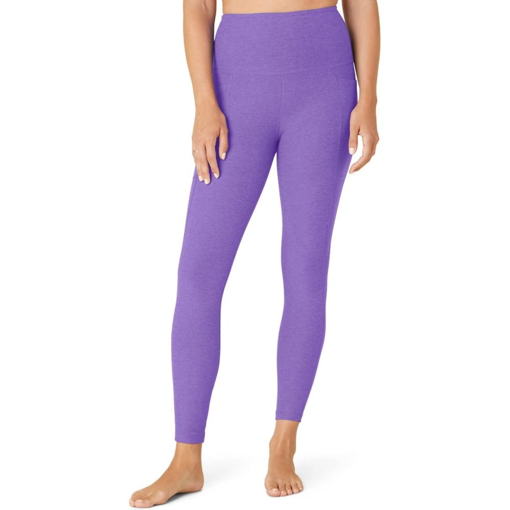 imageBeyond Yoga Womens Spacedye Out of Pocket HighWaisted Midi LeggingBright Amethyst Heather