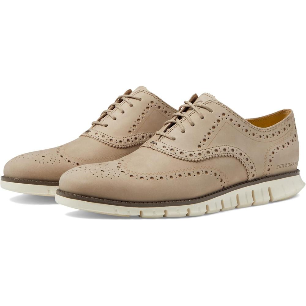 imageCole Haan Mens Great Jones Wingtip OxfordDune Nubuck Truffle Ivory