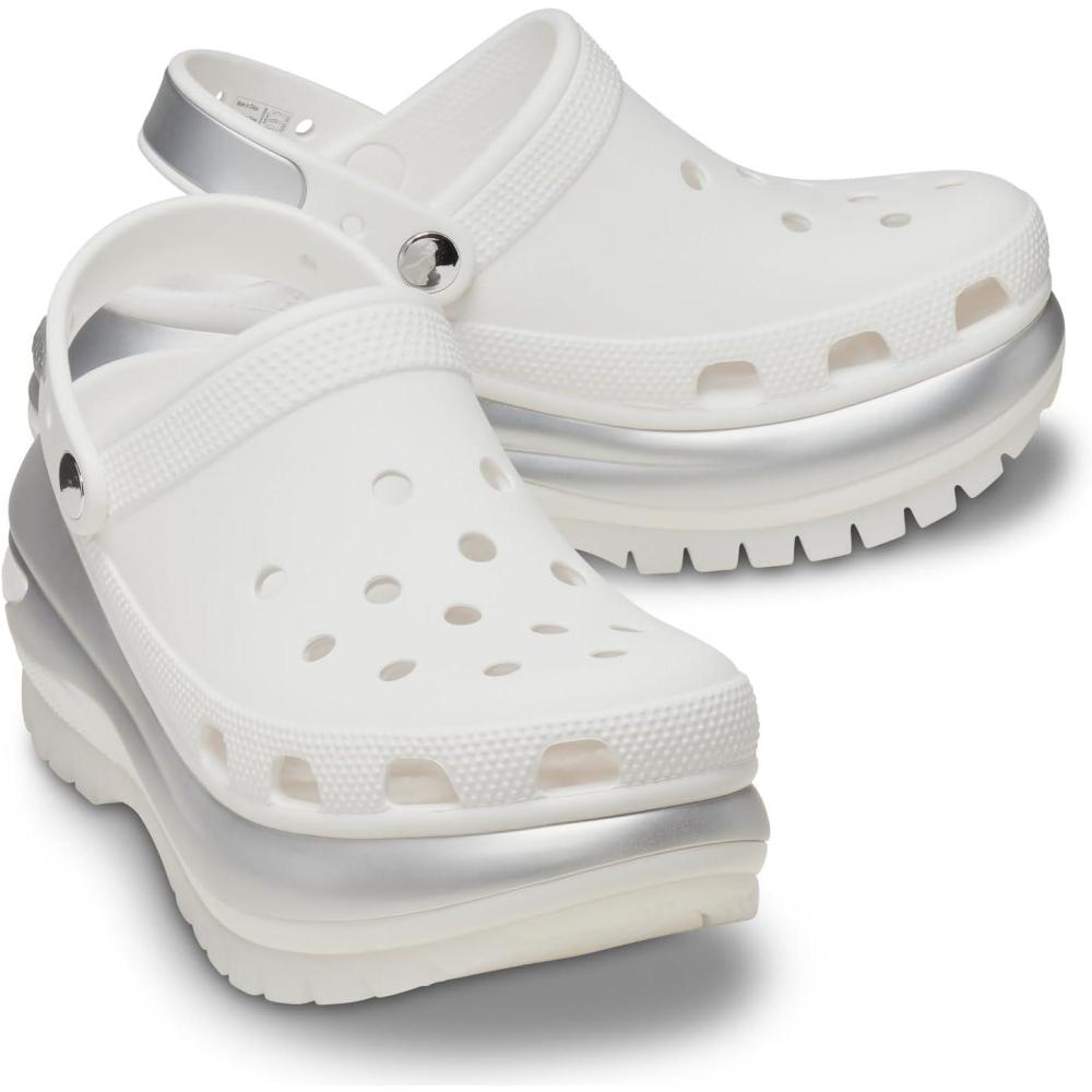 imageCrocs Unisex Adult Mega Crush ClogsWhiteSilver