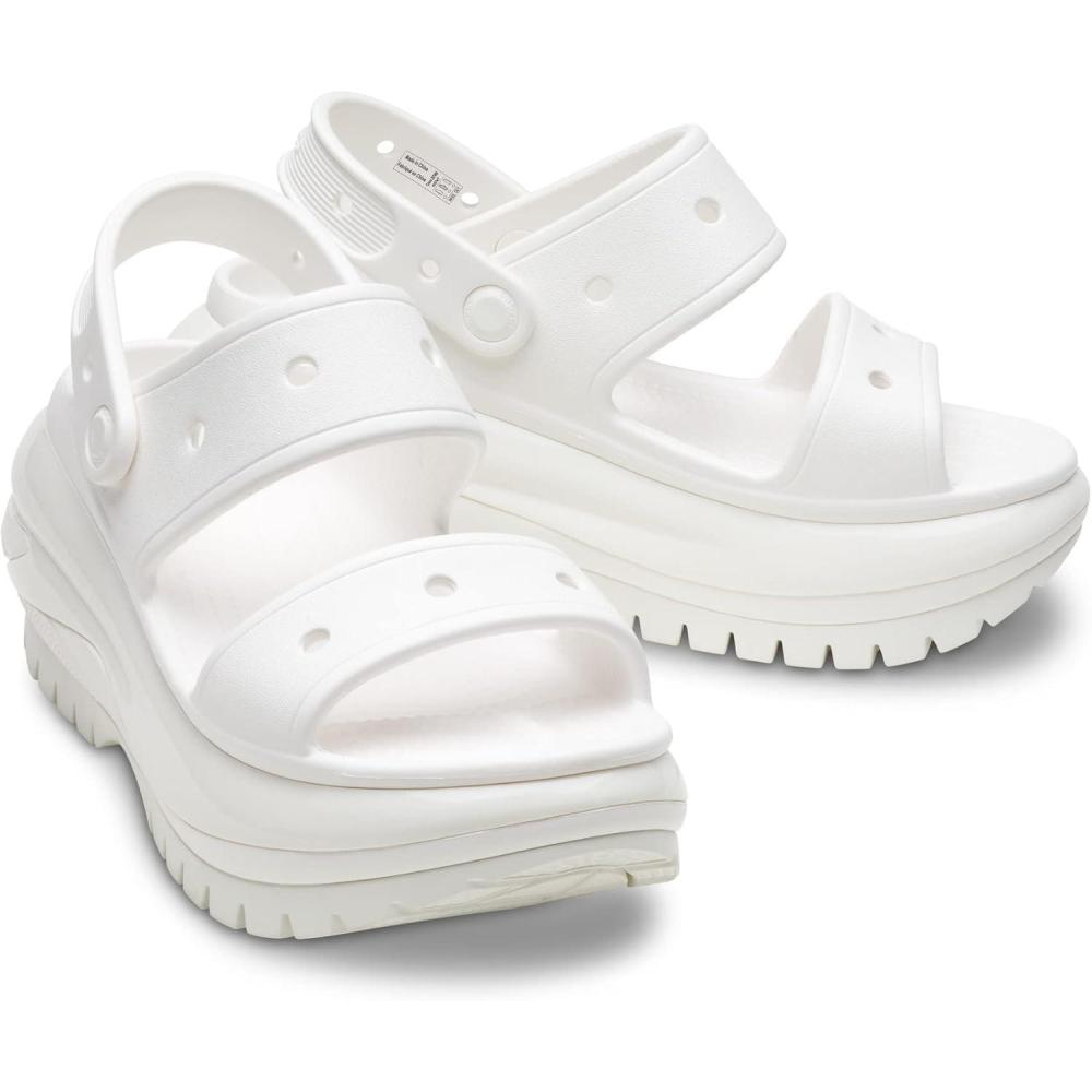 imageCrocs UnisexAdult Classic Mega Crush Sandal Platform SandalsWhite