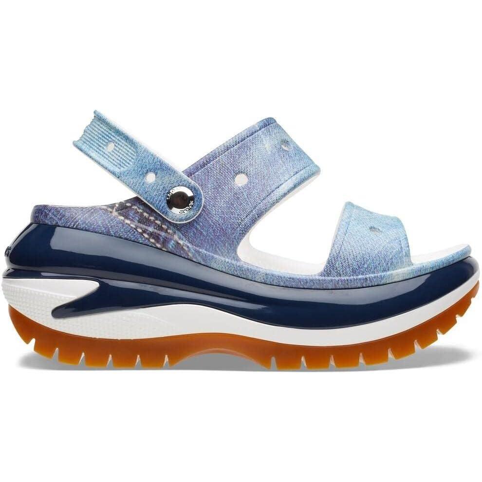 imageCrocs UnisexAdult Classic Mega Crush Sandal  Platform SandalsWhiteMulti Denim