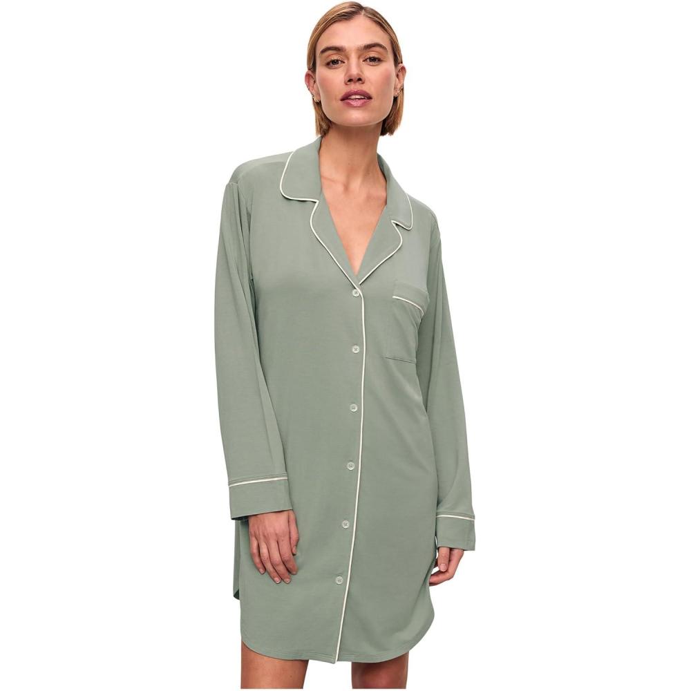 imageEberjey Gisele Classic Womens Pajama SleepshirtEucalyptusIvory