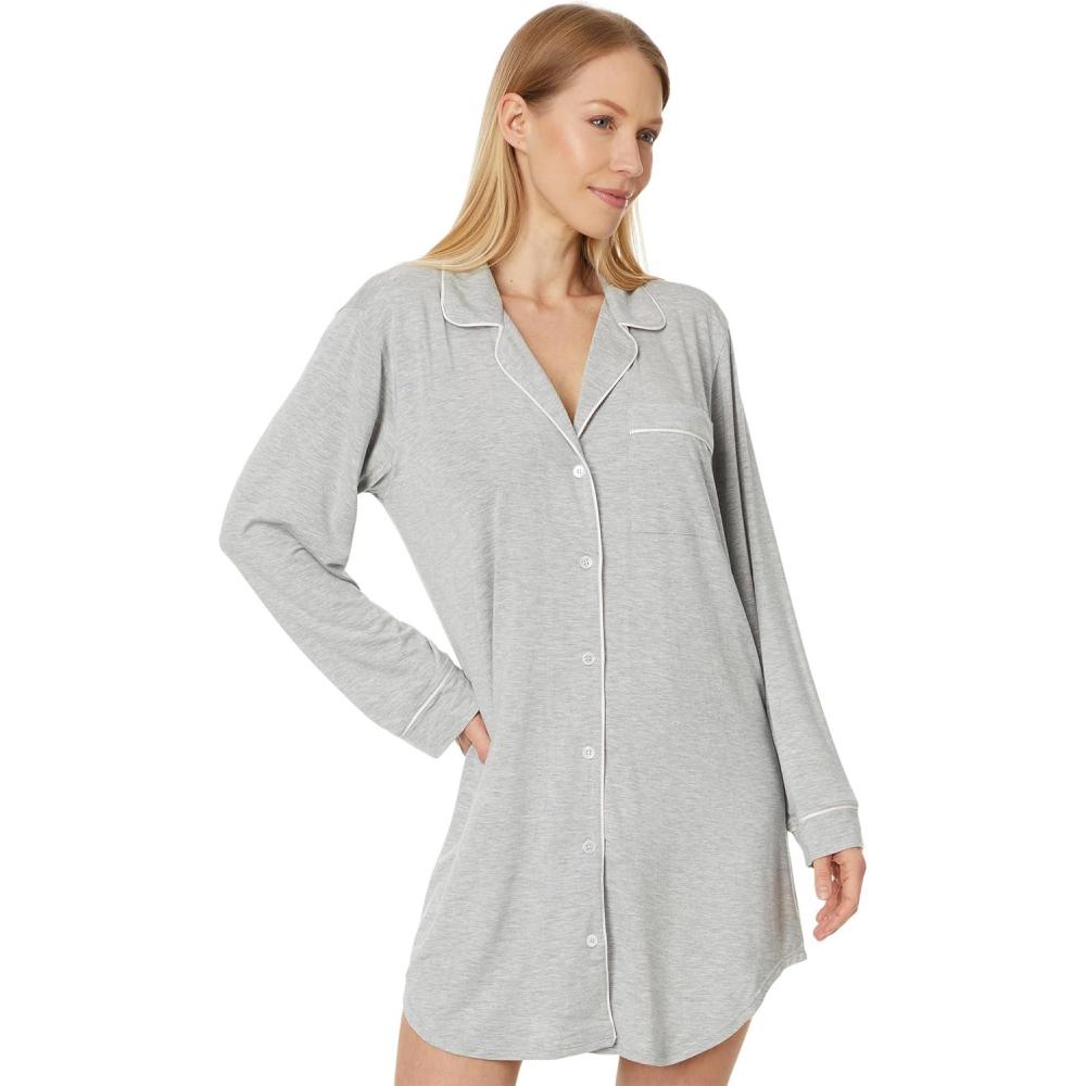 imageEberjey Gisele Classic Womens Pajama SleepshirtHeather GreySorbet Pink