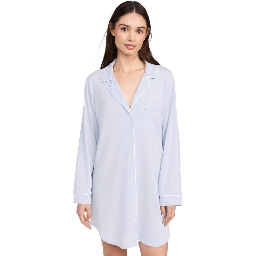 imageEberjey Gisele Classic Womens Pajama SleepshirtIce BlueIvory