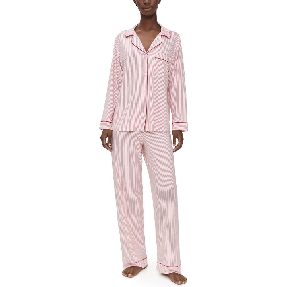 imageEberjey Gisele Relaxed Short PJ Set  Sorbet PinkBlackDuo Stripe HollyredHollyred