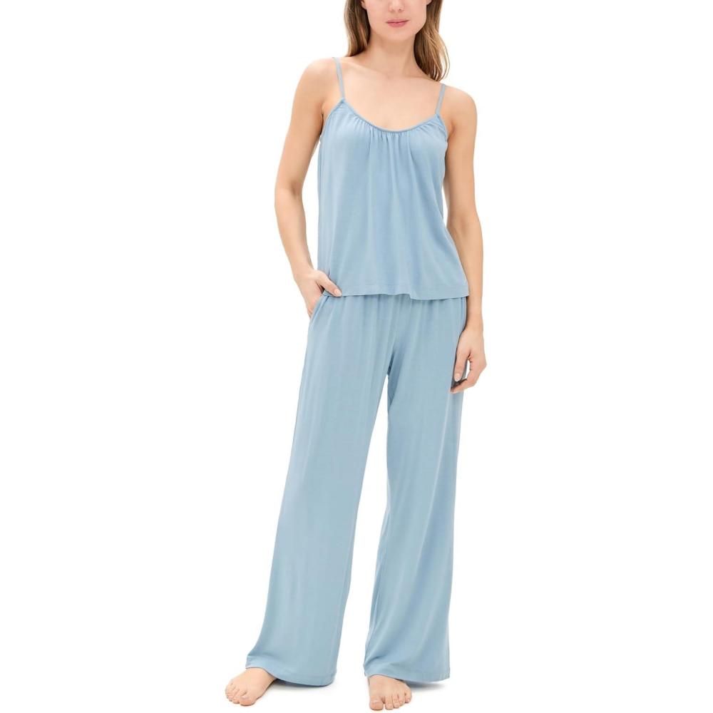 imageEberjey Gisele Relaxed Short PJ Set  Sorbet PinkBlackFaded Denim