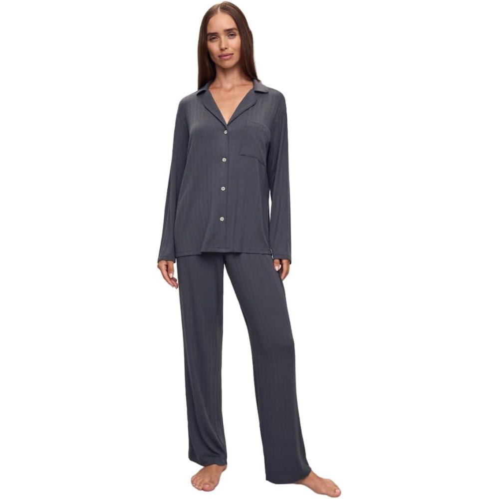 imageEberjey Gisele Relaxed Short PJ Set  Sorbet PinkBlackGraphite