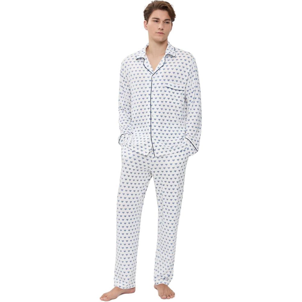 imageEberjey Gisele Relaxed Short PJ Set  Sorbet PinkBlackHannukah Glow Nouvean NavyNy