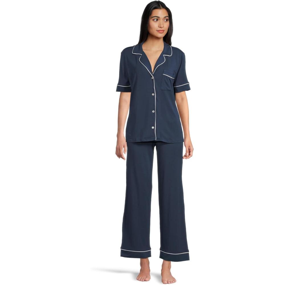 imageEberjey Gisele Short Sleeve Pant PJ SetNavyIvory