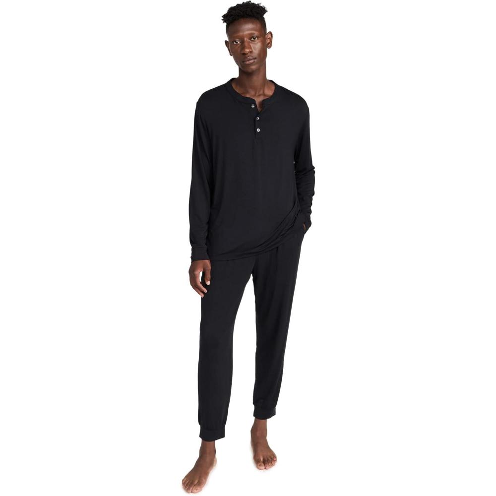imageEberjey Henry Mens Jersey Modal PJ SetBlack