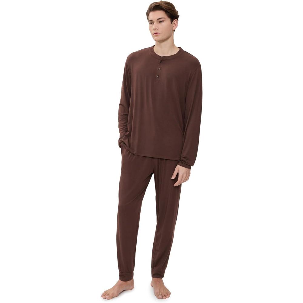 imageEberjey Henry Mens Jersey Modal PJ SetChocolate