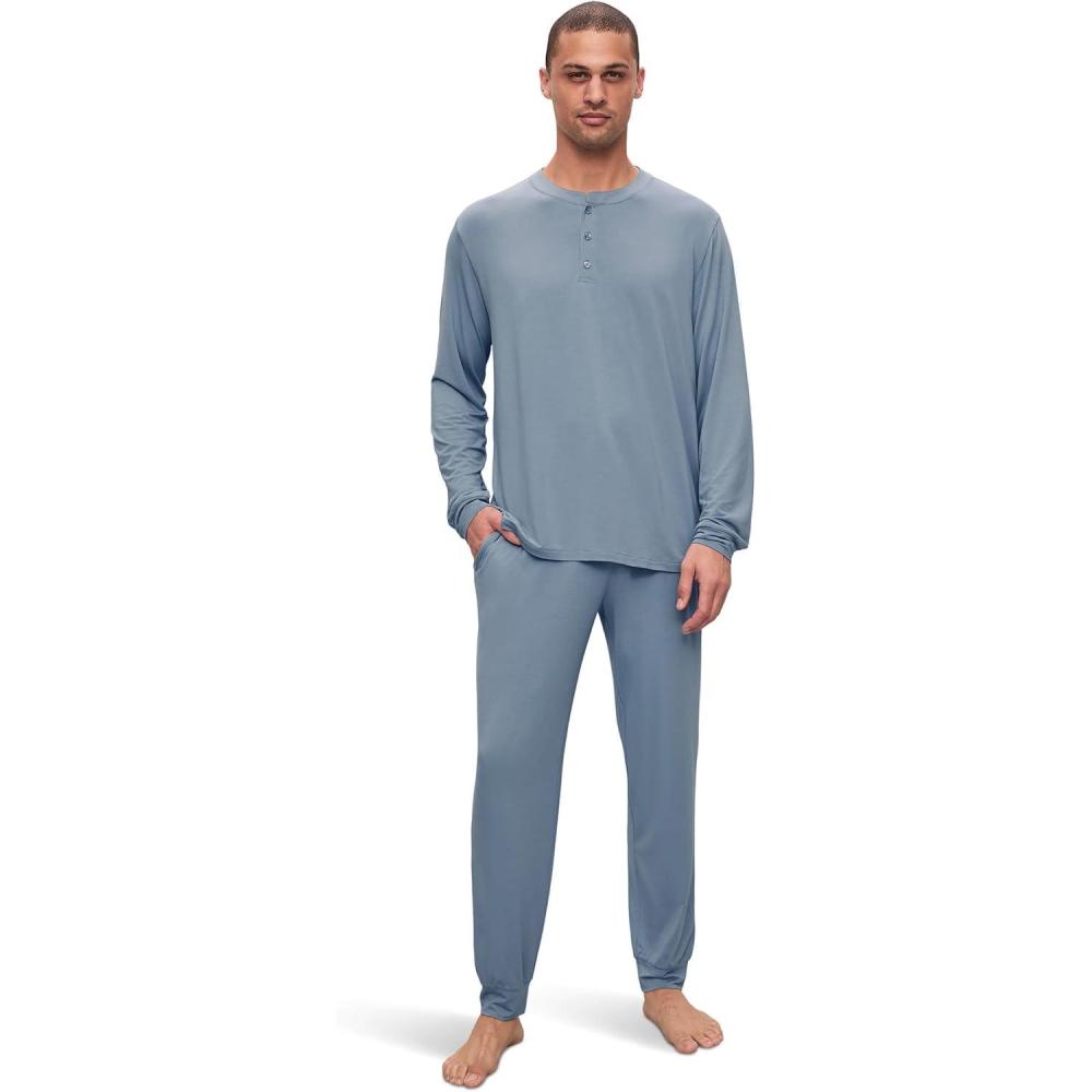 imageEberjey Henry Mens Jersey Modal PJ SetFaded Denim 1