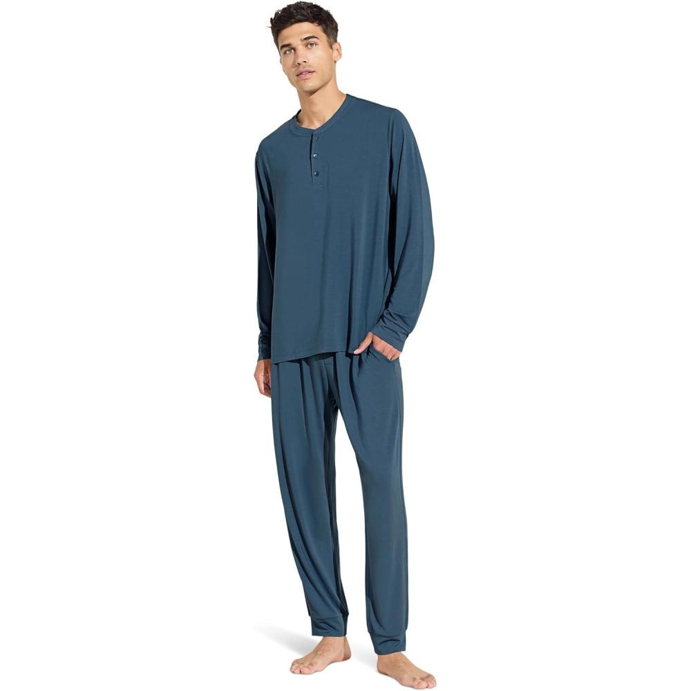 imageEberjey Henry Mens Jersey Modal PJ SetHeritage Blue