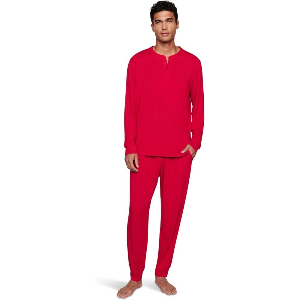 imageEberjey Henry Mens Jersey Modal PJ SetHolly Red