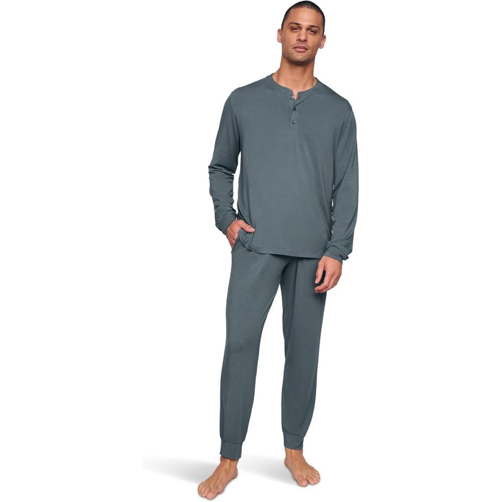imageEberjey Henry Mens Jersey Modal PJ SetStone Blue