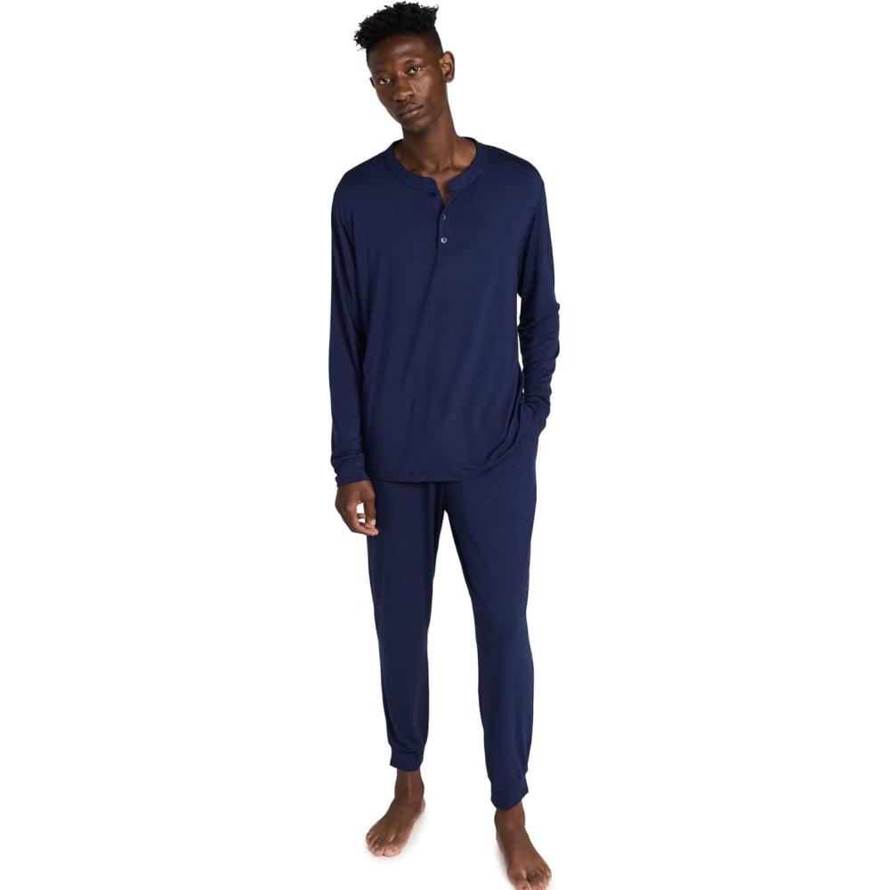 imageEberjey Henry Mens Jersey Modal PJ SetTrue Navy