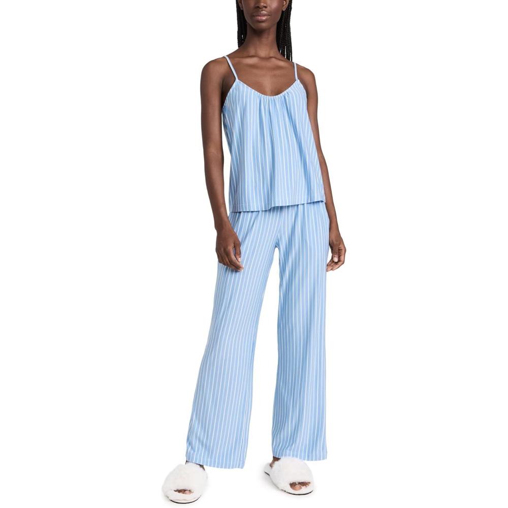 imageEberjey Womens Gisele Cami ampamp Pant PJ Set Nordic Stripes Vista Blueivory S