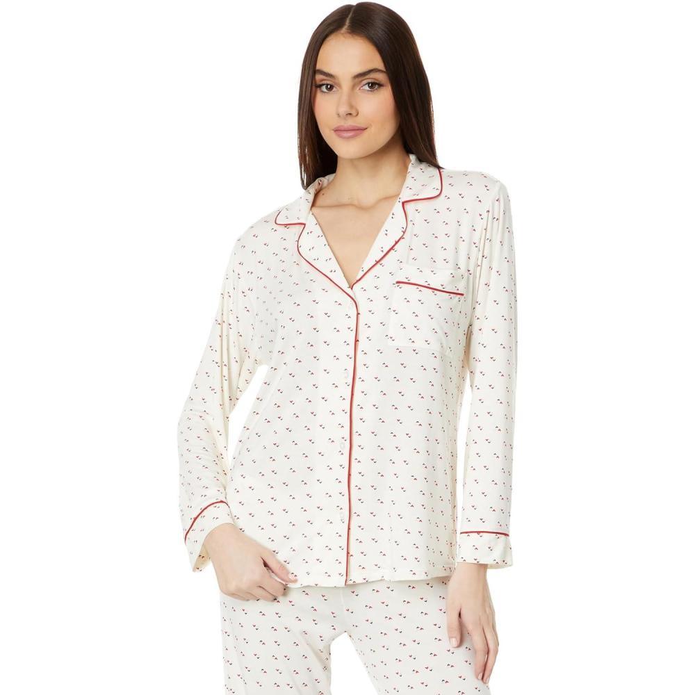 imageEberjey Womens Gisele Printed Long PJ SetTriple HeartHaute Red