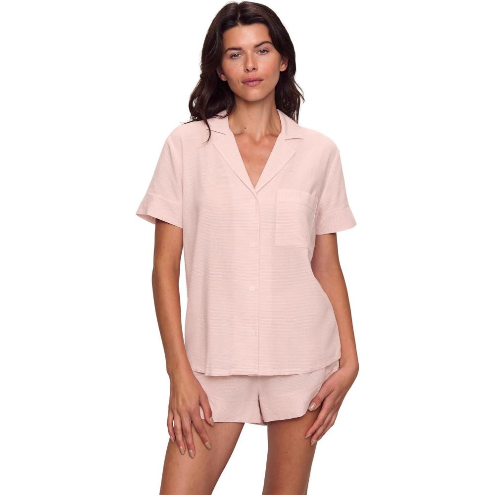 imageEberjey Womens Nautico Shortie PJ SetFeeder Stripes Pale MauveWhite