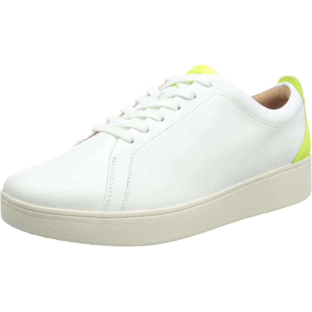 imageFitFlop Rally Leather SneakersUrban WhiteElectric Yellow