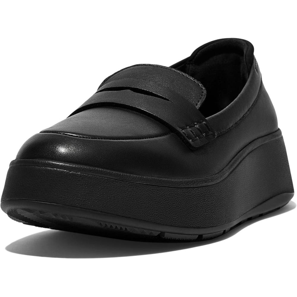 imageFitFlop Womens FMode Leather Flatform Penny LoafersAll Black