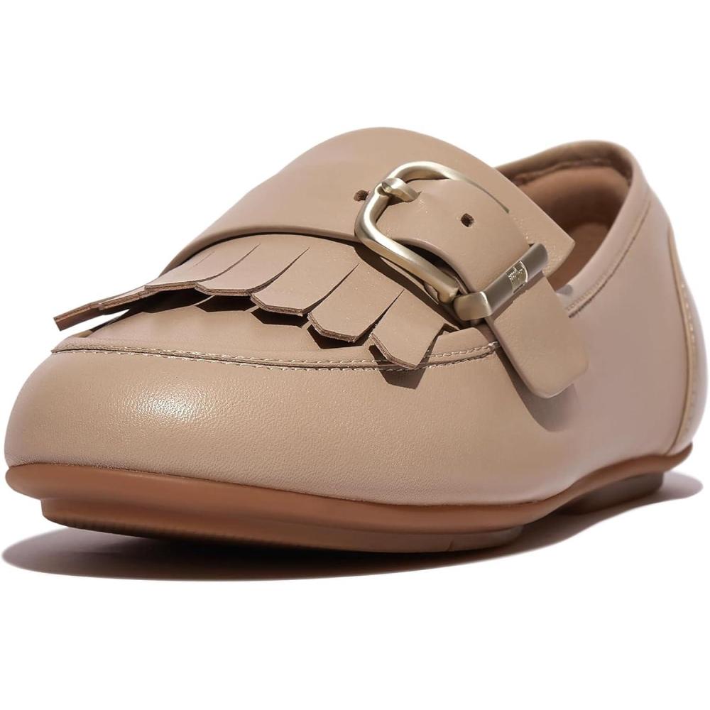 imageFitFlop Womens FMode Leather Flatform Penny LoafersLatte Beige