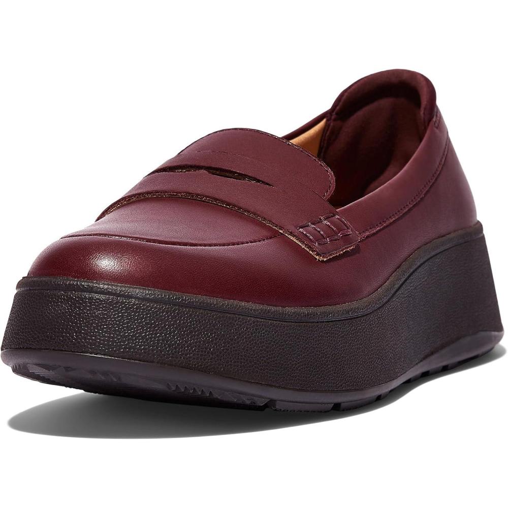 imageFitFlop Womens FMode Leather Flatform Penny LoafersPlummy