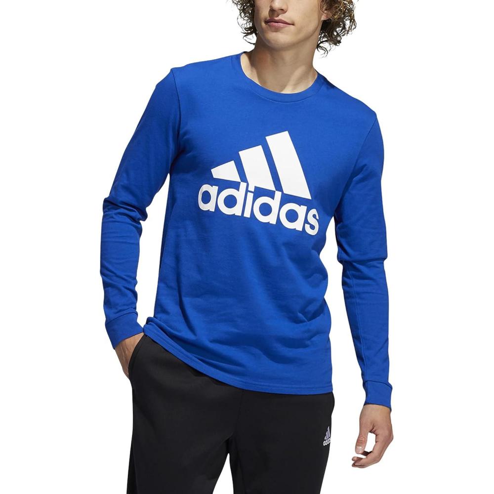 imageadidas Mens Basic Badge of Sport Long Sleeve TeeCollegiate Royal