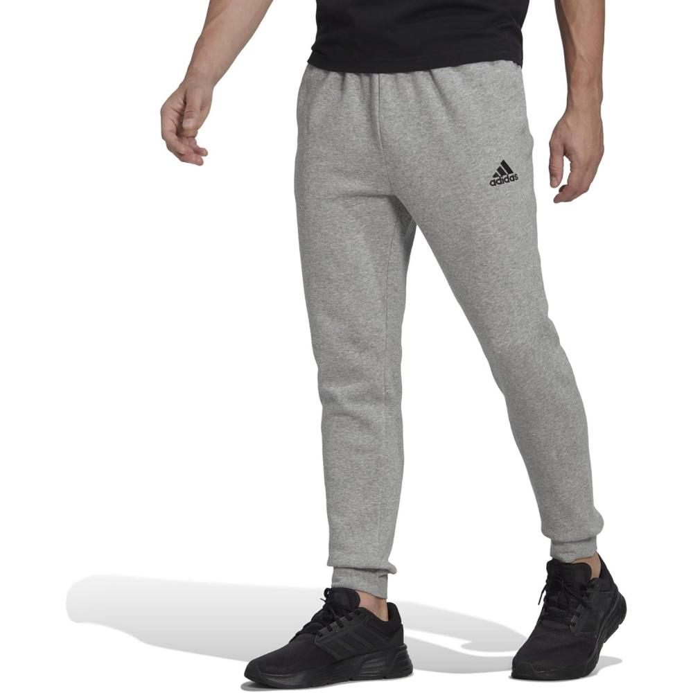 imageadidas Mens Essentials Tapered PantsMedium Grey HeatherBlack
