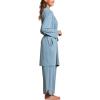 Barefoot Dreams womens Sand Washed Jersey Piped Midi Robe(Seashore)