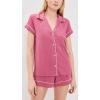 Eberjey Gisele Relaxed Short PJ Set – Sorbet Pink/Black(Raspberry/Ivory)