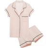 Eberjey Gisele Relaxed Short PJ Set – Sorbet Pink/Black(Sorbet/Black)