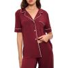 Eberjey Gisele Short Sleeve Pant PJ Set(Cabernet/Ivory)