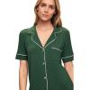 Eberjey Gisele Short Sleeve Pant PJ Set(Forest Green/Ivory)