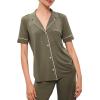 Eberjey Gisele Short Sleeve Pant PJ Set(Moss/Ivory)