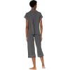Eberjey Gisele Short Sleeve and Cropped Pant PJ Set(Graphite/Sorbet Pink)