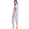 Eberjey Gisele Short Sleeve and Cropped Pant PJ Set(Ice Blue/Ivory)