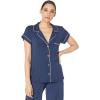 Eberjey Gisele Short Sleeve and Cropped Pant PJ Set(Navy/Ivory)