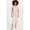 Eberjey Gisele Short Sleeve and Cropped Pant PJ Set(Rose Cloud/Navy)