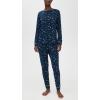 Eberjey Women’s Gisele Printed Crew Pajama Set(Forest Pine Navy/Ivory)