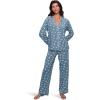 Eberjey Women’s Gisele Printed Long PJ Set(Dalmatian Faded Denim/Ivory)