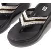 FitFlop F-Mode Crochet Flatform Toe Post Sandals Black 7 M (B)