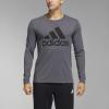 adidas Mens Basic Badge of Sport Long Sleeve Tee(Dark Grey Heather)