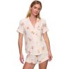 Eberjey Gisele Printed The Relaxed Short PJ Set for Women – Short Sleeves, All Over Polka Dots and Classic Folded Collar(Floral Bloom Ivory/Vanilla Cream)
