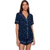 Eberjey Gisele Printed The Relaxed Short PJ Set for Women – Short Sleeves, All Over Polka Dots and Classic Folded Collar(Forest Pine/Navy Ivory)