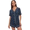 Eberjey Gisele Printed The Relaxed Short PJ Set for Women – Short Sleeves, All Over Polka Dots and Classic Folded Collar(Woodland Pine Navy/Ivory)